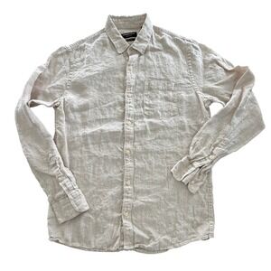 Country Road Organic Linen Button Shirt Mens S Beige Minimalist Neutral Capsule